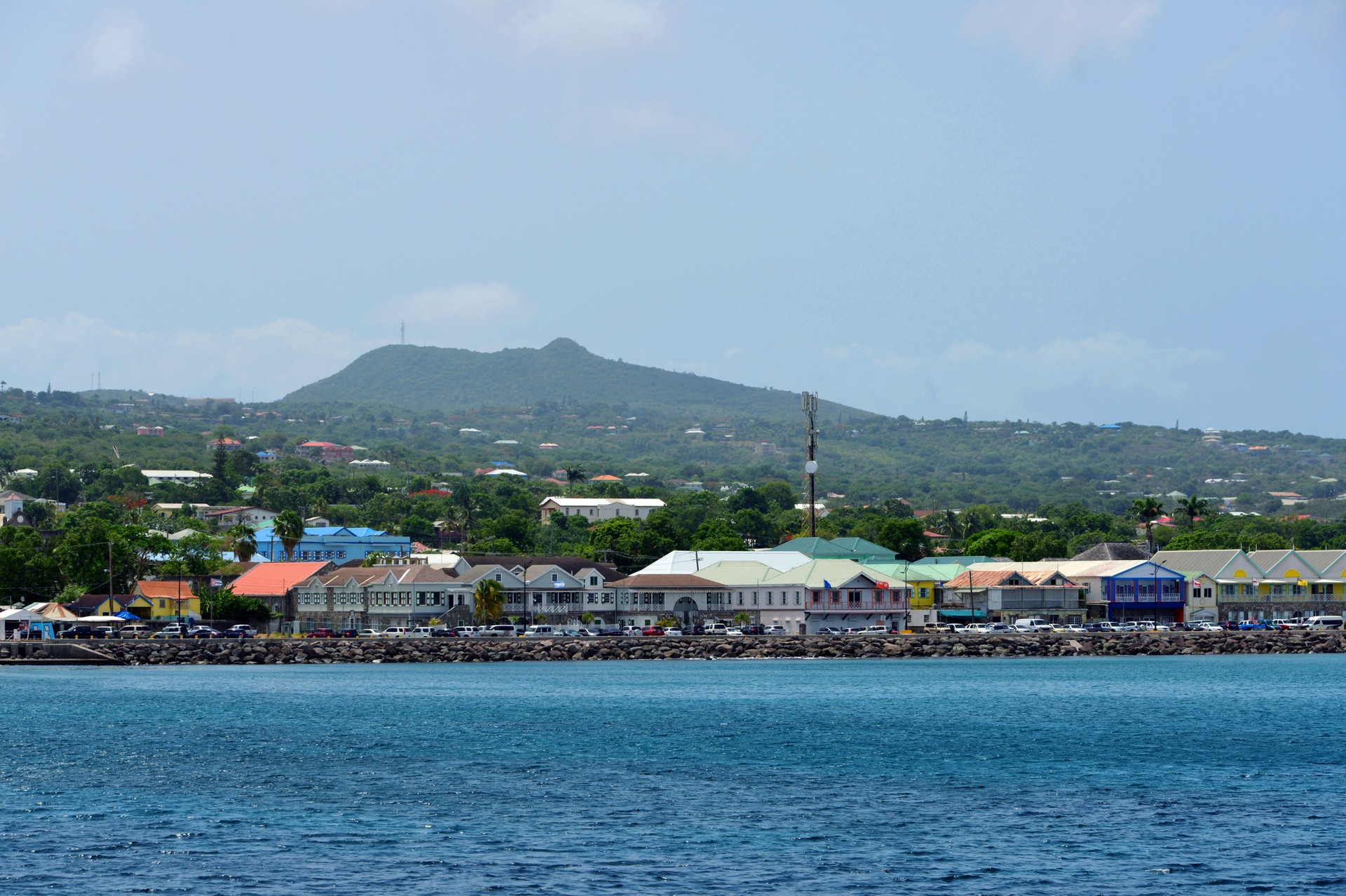 Charlestown, capital of Nevis Island and an important tax haven, St Kitts and Nevis